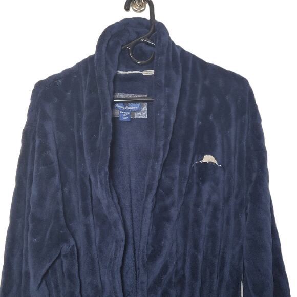 Tommy Bahama Men's Navy Blue Robe Size S/M Spa Lounge Relaxation Weekend Comfort - Picture 2 of 13